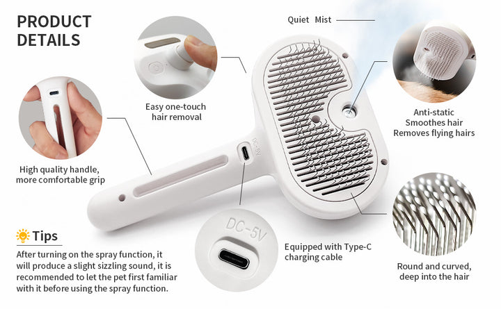 Self-Cleaning Steam Pet Grooming Brush